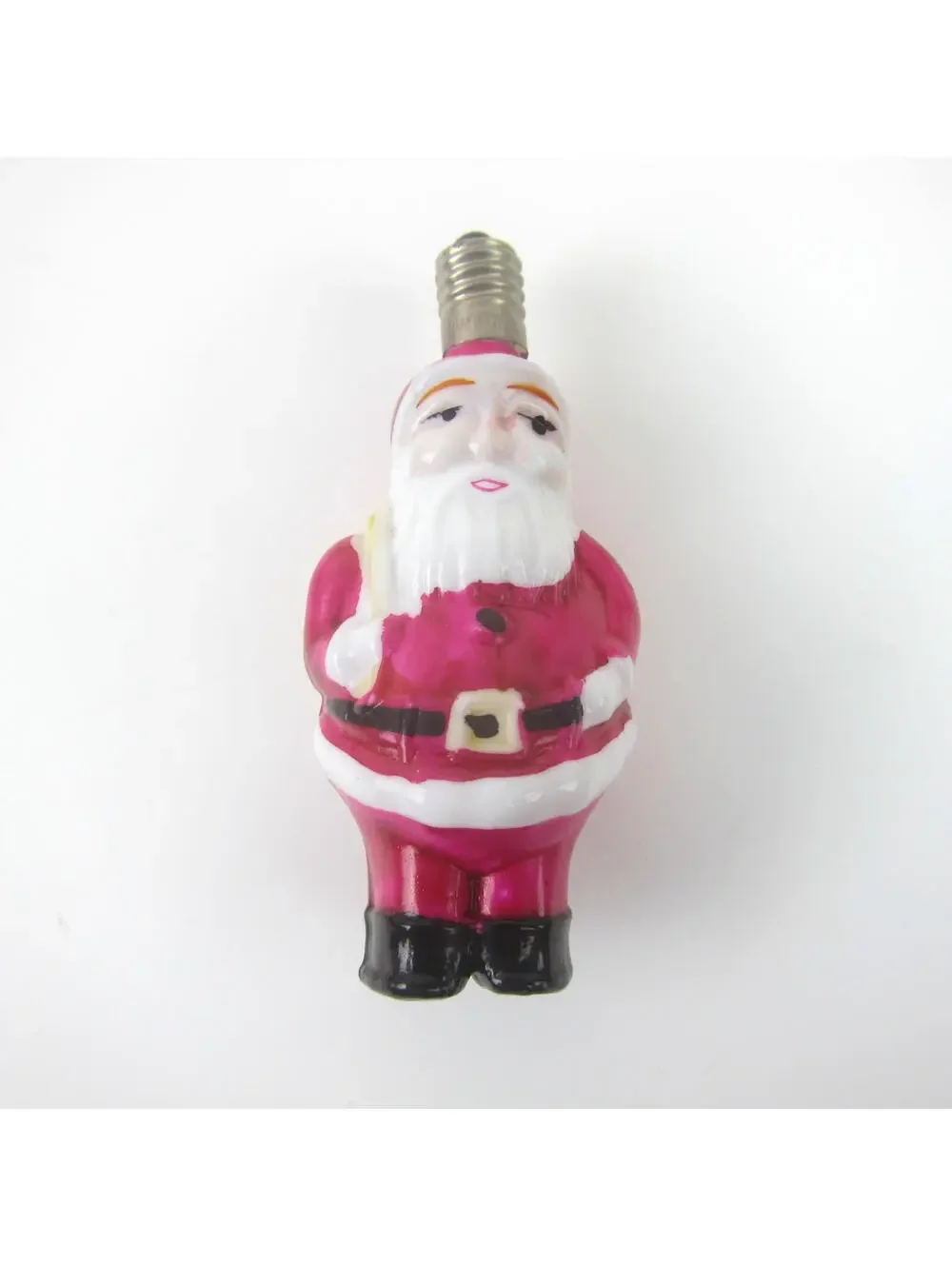 Vintage Santa Claus Christmas Milk Glass Light Bulb C6 Figural Toy Sack Japan